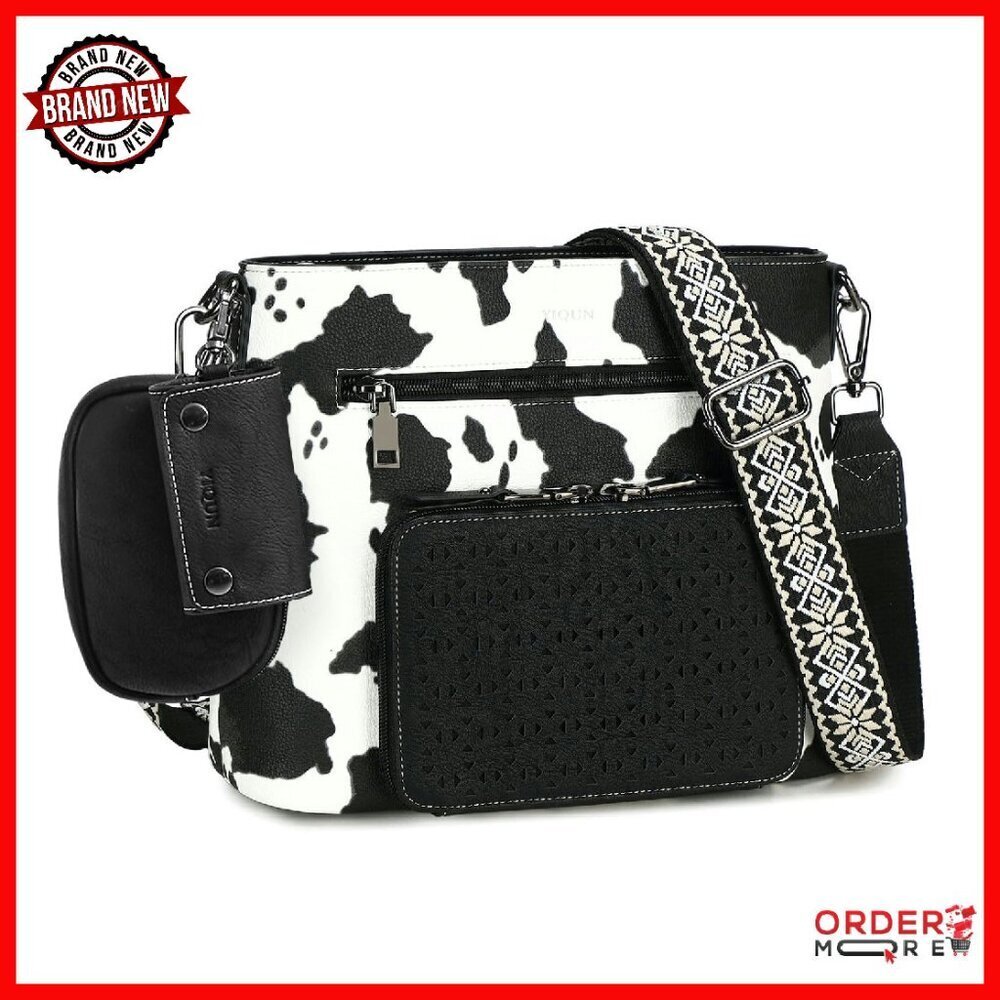 Medium PU Leather Crossbody Bag with Multi Pockets & Adjustable Strap
